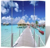 Parawany - vidaXL Parawan (160 x 180) z motywem plaży, dwustronny - miniaturka - grafika 1