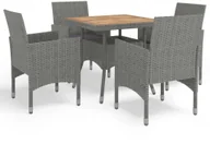 Meble ogrodowe - vidaXL 5-częściowy zestaw mebli ogrodowych, szary, polirattan i akacja 3058323 - miniaturka - grafika 1