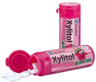 MIRADENT Xylitol Chewing Gum for Kids Strawberry - Truskawkowe gumy do żucia przeciw próchnicy dla dzieci 30 szt 9900002250 - Produkty na nieświeży oddech - miniaturka - grafika 2
