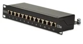 Kable miedziane - Digitus Professional Patch panel 10" 12x RJ45 S/FTP kat 5e 1U RAL 9005 SPDPOKEP0080 - miniaturka - grafika 1