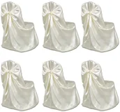 Pokrowce na meble - vidaXL vidaXL Pokrowce na krzesła weselne 6 szt. kremowe - miniaturka - grafika 1