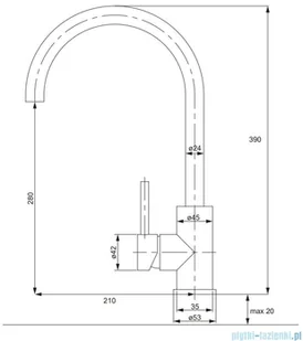 Omnires Albany bateria kuchenna stal nierdzewna AB1450IN | - Baterie kuchenne - miniaturka - grafika 2