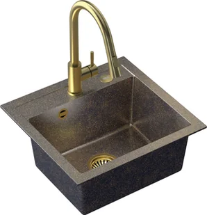 STEINER Quadron Zlewozmywak granit + bateria + zaślepka złoty JOHNNY 110 ART5047G1_3673503PVDG1_Z - Zlewozmywaki z baterią - miniaturka - grafika 3