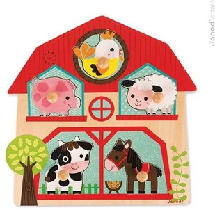 Janod Drewniane puzzle muzyczne Mieszkańcy farmy - zwierzęta wiejskie, J07079 3700217370794 - Puzzle - miniaturka - grafika 6