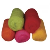 Pozostałe akcesoria dla plastyków - Rayher Hobby Rayher 5364500 czystej żywej wełny, z włókniny, 5 kolorów 20 G, letni miks mocne odcienie 5364500 - miniaturka - grafika 1