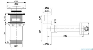 Omnires syfon umywalkowy z korkiem klik-klak chrom A706CR/A186 - Syfony - miniaturka - grafika 2