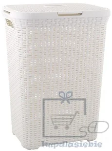 Curver Kosz na brudną bieliznę Rattan 00707-885 60 l Biały/Kremowy (CUR-189207) - Kosze na bieliznę - miniaturka - grafika 2