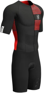 CompresSport Strój triathlonowy męski AERO SS TRISUIT czarno-czerwony - Bielizna sportowa męska - miniaturka - grafika 2