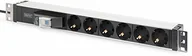 Pudełka i akcesoria na płyty CD - DIGITUS 1U aluminiowy PDU, do montażu w szafie 6-krotne gniazdo bezpieczeństwa, 16 A, 4000 W, 250 VAC 50/60 Hz, DN-95417 - miniaturka - grafika 1