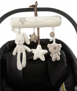 Zawieszka na wózek nosidełko szaro biała zwierzaki - Zawieszki dla dzieci i niemowląt - miniaturka - grafika 4