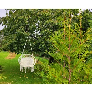 SASKA GARDEN Hamak ażurowy fotel wiszący 80x60cm luxe z poduszką ecru 1026947 - Fotele ogrodowe wiszące - miniaturka - grafika 9