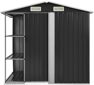 vidaXL Szopa ogrodowa z regałem, antracytowa, 205x130x183 cm, żelazna - Altany ogrodowe - miniaturka - grafika 3