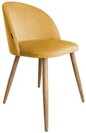 Krzesła - Atos Krzesło CLAUDINE 2 VELVET żółte/dąb nowoczesne na metalowych nogach COLIN-DAB-MG15 - miniaturka - grafika 1