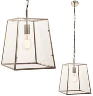 Lampy sufitowe - Endon Szklana LAMPA wisząca HURST 76225 Endon loftowa OPRAWA zwis na łańcuchu klatka nikiel przezroczysta 76225 - miniaturka - grafika 1