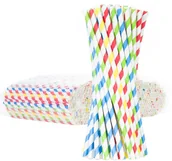Słomki do napojów - GSG24 Słomki papierowe BIO ekologiczne PAPER STRAWS 6/205mm - mix 500szt. - miniaturka - grafika 1