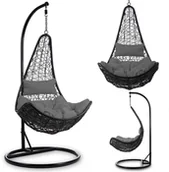Fotele ogrodowe wiszące - Sofotel Fotel ogrodowy wiszący Cabana czarny + szare poduszki - miniaturka - grafika 1
