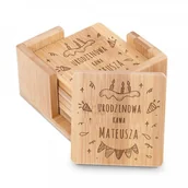 Pozostałe akcesoria barmańskie - Murrano Podkładki bambusowe pod kawę zestaw x6 grawer dla kawosza na urodziny PDK-BMB-037 - miniaturka - grafika 1