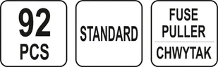 Grene Yato ZESTAW BEZPIECZNIKÓW STANDARD ZAWIERA PRÓBNIK 92 SZTUKI YT-83142 - Bezpieczniki elektryczne - miniaturka - grafika 3