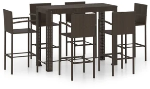 vidaXL 7-cz zestaw mebli barowych z podłokietnikami rattan PE brąz 3064813 - Pozostałe meble ogrodowe - miniaturka - grafika 2