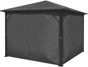 vidaXL Altana ogrodowa z zasłonami, antracytowa, aluminium, 300x300 cm - Altany ogrodowe - miniaturka - grafika 10