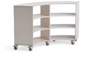 Regały - AJ Produkty Mobilny regał półkowy OSCAR, wysoki, 1500x375x1238 mm, biały - miniaturka - grafika 1