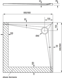 Deante Brodzik akrylowy półokrągły Kerria Plus 90 cm DEA-KTS_053B-0 - Brodziki prysznicowe - miniaturka - grafika 4