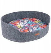 Legowiska dla psów - Ami Play Legowisko dla Psa Owalne 2in1 Hygge M Szar - miniaturka - grafika 1