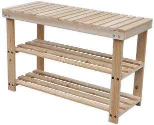 vidaXL Półki na buty z ławką 2-w-1, 2 szt., lite drewno - Szafki na buty - miniaturka - grafika 2