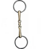 Akcesoria jeździeckie - HKM SPORTS EQUIPMENT 9875 podwójnie łamane wędzidło 18 mm, Argentan, pierścienie ze stali nierdzewnej, L 9875-0215 - miniaturka - grafika 1