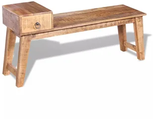 Ławka z szufladą z drewna mangowego 120x36x60cm - Ławki do przedpokoju - miniaturka - grafika 5