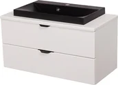 Szafki łazienkowe - Biała szafka łazienkowa z czarną umywalką 80 cm Liv Victa VIC-B-U80/39/2 + LivC - miniaturka - grafika 1