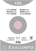 Zakładki indeksujące - Exacompta 210 X 297 MM, Bristol fiszek, w kratkę, różowy, 100 sztuk 10236E - miniaturka - grafika 1