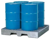 Pozostałe wyposażenie warsztatu - 722 DENTA Wanna wychwytowa 4P2-LP stalowa cynkowana z kieszeniami na widły i kratą na 4 beczki po 200 l 72279379 79379-uniw - miniaturka - grafika 1