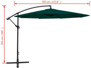 vidaXL vidaXL Parasol na wysięgniku 3,5 m, zielony - Parasole ogrodowe - miniaturka - grafika 6
