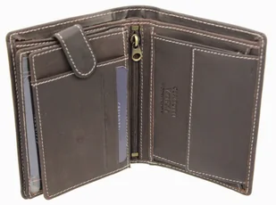 Cefirutti Portfel Męski Skórzany Skóra Licowa Duży Pionowy Bez Zapięcia Dwa Listki Z Zapinką Wewnątrz Matowy HT 75699 - Portfele - miniaturka - grafika 4