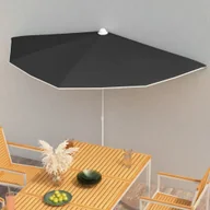 Parasole ogrodowe - vidaXL Półokrągły parasol ogrodowy na słupku, 180x90 cm, czarny 315565 - miniaturka - grafika 1