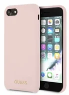 Etui i futerały do telefonów - Guess Silicone - Etui iPhone 8 / 7 jasny róż - miniaturka - grafika 1