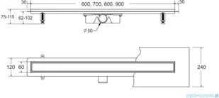 PMD Piramida Virgo Duo odpływ liniowy 60x6cm OL-60-VD | - Syfony - miniaturka - grafika 2