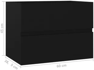 vidaXL Szafka pod umywalkę, czarna, 60x38,5x45 cm, płyta wiórowa vidaXL - Szafki łazienkowe - miniaturka - grafika 8