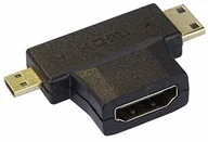 Adaptery i przejściówki - PremiumCord Adapter HDMI na Mini HDMI i Micro HDMI, pozłacany, gniazdo HDMI na wtyczkę Mini HDMI i wtyk Micro HDMI - do FULL HD 1080p, 3D, kolor czarny kphdma-17 - miniaturka - grafika 1