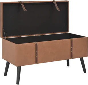vidaXL Stołki ze schowkami, 3 szt., brązowe, sztuczna skóra vidaXL - Pufy i podnóżki - miniaturka - grafika 6