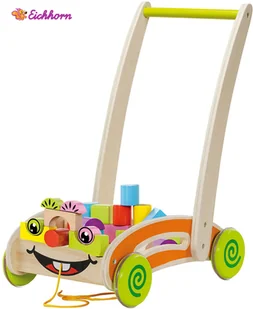 Eichhorn Drewniany wózeczek z klockami chodzik 1833 100001833 - Chodziki - miniaturka - grafika 4