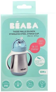 Beaba Butelka - kubek niekapek stalowa ze słomką 250 ml windy blue - Butelki dla niemowląt - miniaturka - grafika 8