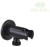 Akcesoria hydrauliczne - Laveo Laveo Rondo - przyłącze kątowe z uchwytem na słuchawkę czarny NPX 760O - miniaturka - grafika 1