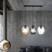 Lampy sufitowe - EULUNA Lampa wisząca Starla prosta 3-pkt. grafit/bursztyn - miniaturka - grafika 1