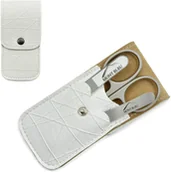 Zestawy do manicure i pedicure - Mont Bleu 3-częściowy zestaw do manicure w etui ze sztucznej skóry, biały Steel MS-052.C4 - miniaturka - grafika 1