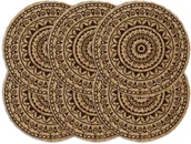 Obrusy i serwetki - vidaXL Maty na stół, 6 szt., ciemnobrązowe, 38 cm, okrągłe, juta - miniaturka - grafika 1