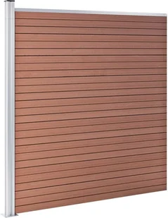 shumee Ogrodzenie WPC 4 panele kwadratowe 1 skośny 792x186 cm brąz - Akcesoria do urządzeń ogrodniczych - miniaturka - grafika 8