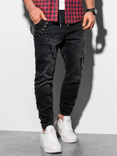 Ombre Spodnie męskie jeansowe joggery P939 - czarne - Spodnie męskie - miniaturka - grafika 3
