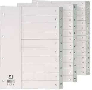 Q-Connect PRZEKŁ. A4 PP 230x297mm 1-10 10k SZARE Q-CON - Przekładki do segregatorów - miniaturka - grafika 2